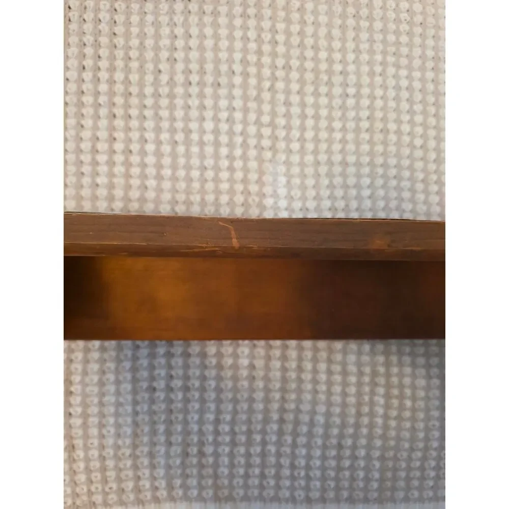 Vintage Wooden Punched Copper Pineapple Wall Shelf with Heart Cutouts & Pegs EUC
